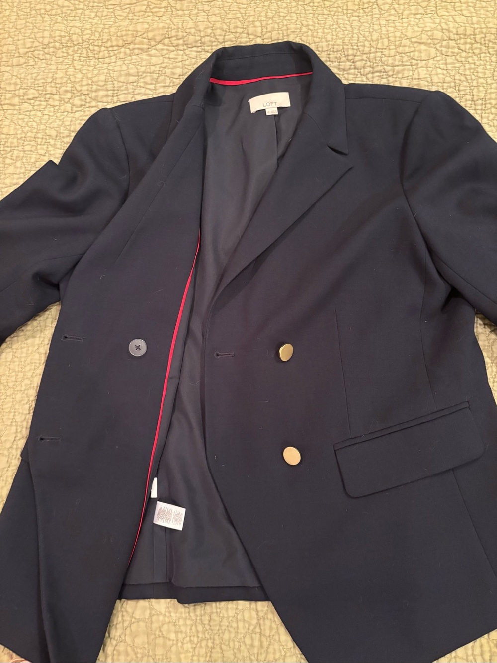 Loft Navy Double Breasted Suit Jacket w Gold Buttons 10 - Picture 12 of 14